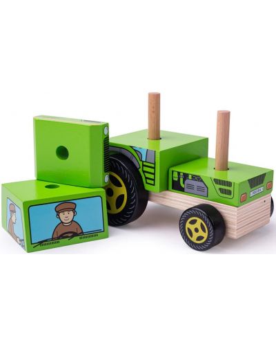 Дървена бебешка играчка Bigjigs  - Трактор - 2