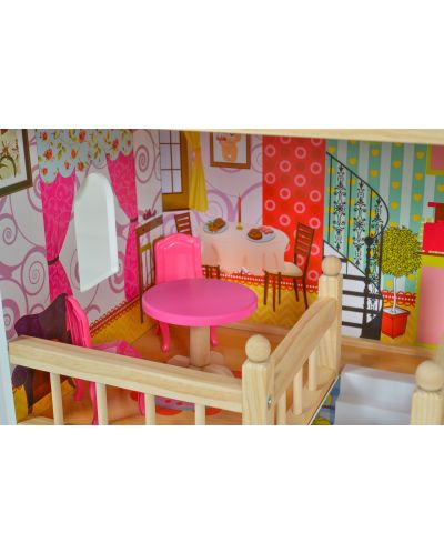 Дървена къща за кукли Moni Toys - Emily, със 17 аксесоара - 5