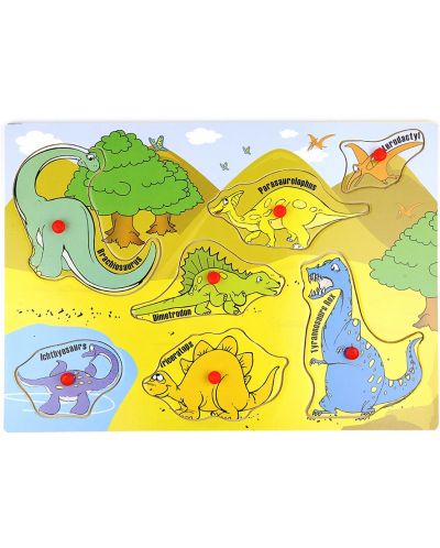 Дървен пъзел Acool Toy - Динозаври, 8 части - 1