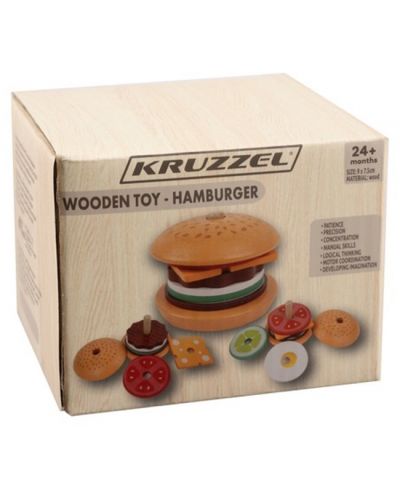 Дървена играчка за сортиране Kruzzel - Бургер - 9