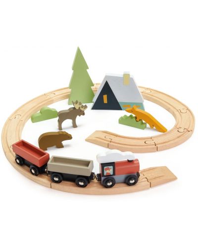 Дървен влаков комплект Tender Leaf Toys - Приключения в гората - 1