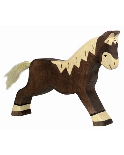 Дървена фигурка Holztiger - Тичащ кон, тъмнокафяв - 1
