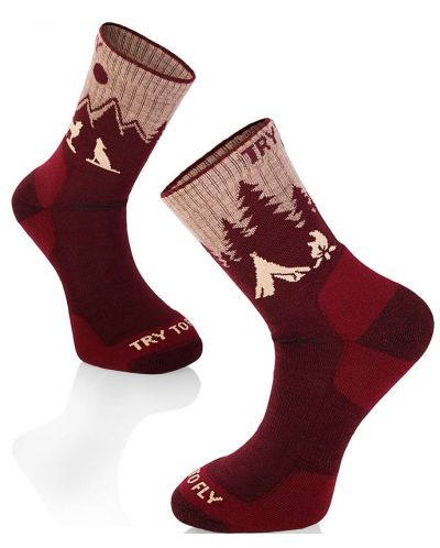 Дамски чорапи Pirin Hill  - Hiking Socks Wolf, размер 35-38, червени - 1
