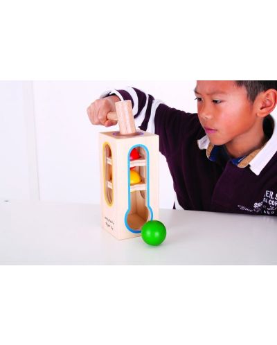 Дървена играчка Bigjigs - Кула с чукче и топчета - 2