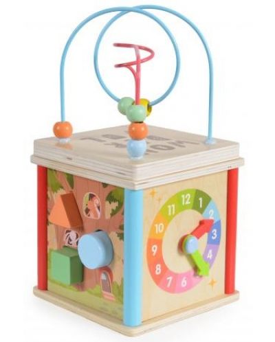 Дървен дидактически куб Moni Toys - 1