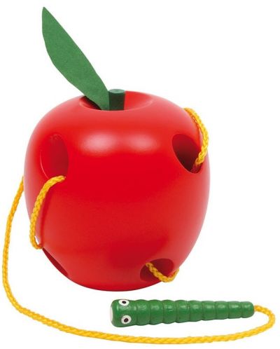 Дървена играчка Small Foot - Ябълка и червейче, за нанизване - 1
