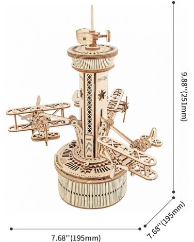Дървен 3D пъзел Robo Time от 255 части – Кула за въздушен контрол - 3