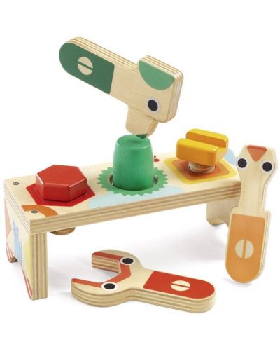 Дървена играчка Djeco - Bricolou, мини работилница - 1