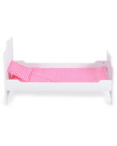 Дървено легло за кукла Moni Toys - B019, бяло  - 3