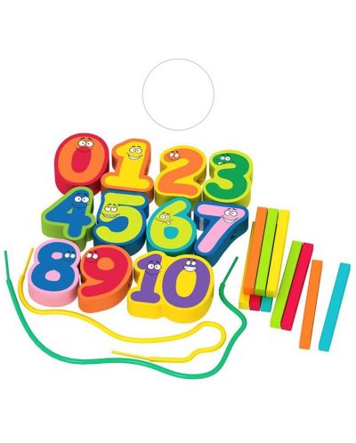 Дървен комплект Acool Toy - Цветни цифри и пръчици - 2