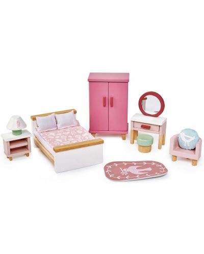 Дървен комплект Tender Leaf Toys - Обзавеждане за кукленска къща, спалня - 1