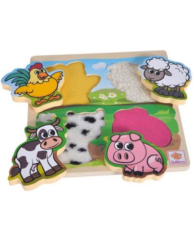 Дървен пъзел с форми Eichhorn - Ферма, 5 части - 2