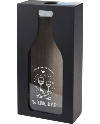 Дървена кутия за коркови тапи H&S - Wine bar, 13 х 5.8 х 24 cm, черна - 1
