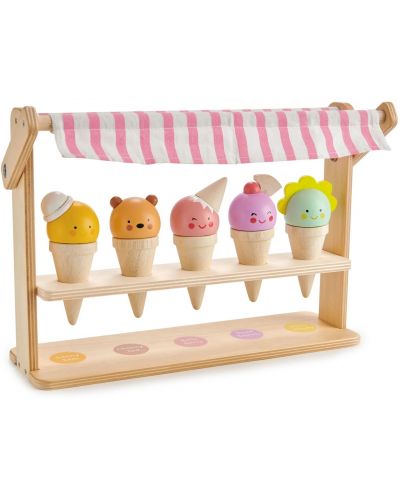 Дървена играчка Tender Leaf Toys - Щанд за сладолед, усмивки и фунийки - 1
