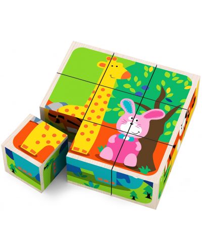 Дървени кубчета Acool Toy - Животни - 1