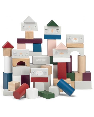 Дървен комплект Micki - Кубчета, 60 части - 1