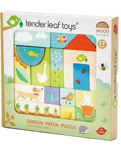 Дървена игра-пъзел Tender Leaf Toys - С градински мотив, 16 части - 3