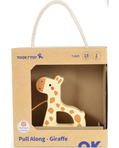 Дървена играчка за дърпане Tooky Toy - Жирафче - 3