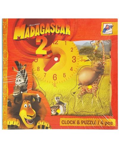 Дървен часовник пъзел Woodyland - Мадагаскар 2 - 2
