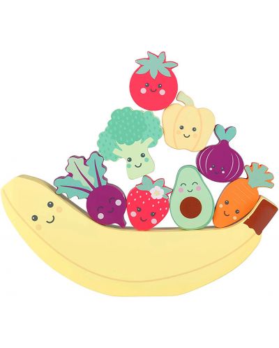 Дървена игра за баланс Orange Tree Toys - Щастливи зеленчуци - 1