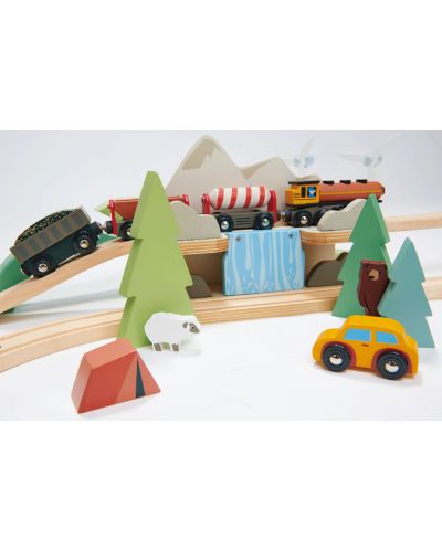Дървен влаков комплект Tender Leaf Toys - Невероятният планински влак - 6