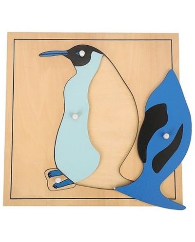 Дървен пъзел с животни Smart Baby - Пингвин, 4 части - 2