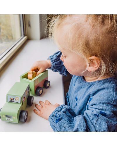 Дървен игрален комплект Orange Tree Toys - Фермерска кола с конче - 3