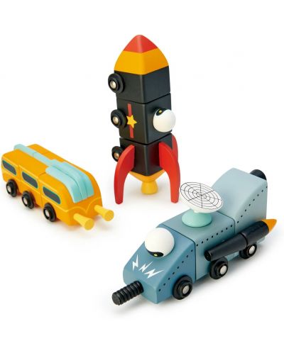 Дървен игрален комплект Tender Leaf Toys - Космическа надпревара - 1