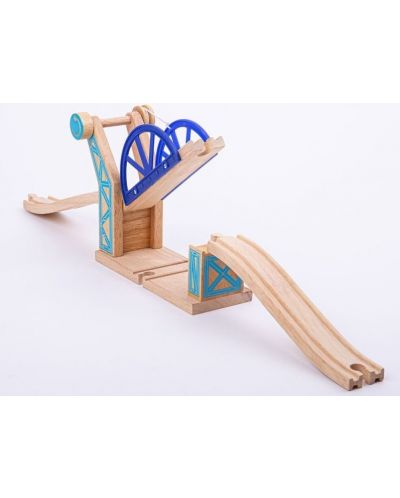 Дървена играчка Bigjigs  - Повдигащ се мост, син - 2