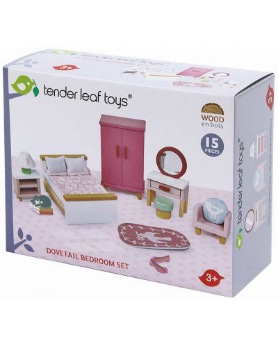 Дървен комплект Tender Leaf Toys - Обзавеждане за кукленска къща, спалня - 2