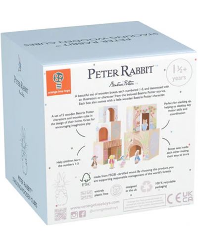 Дървени кубчета за подреждане Orange Tree Toys Peter Rabbit - 5