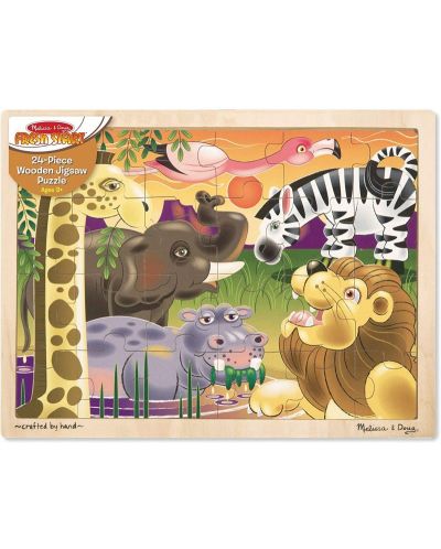 Дървен пъзел Melissa & Doug - Сафари, 24 части - 3