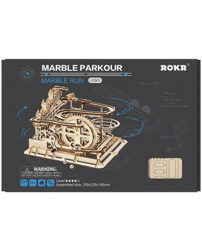 Дървен 3D пъзел Robo Time от 254 части - Marble Parkour - 3