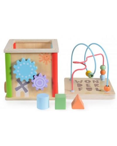 Дървен дидактически куб Moni Toys - 3