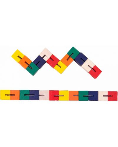 Дървена играчка Bigjigs - Змия от цветни блокчета - 1