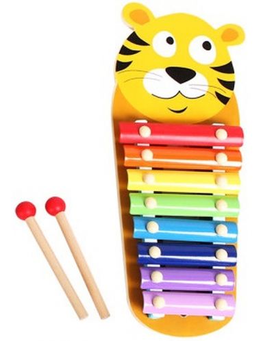 Дървен музикален инструмент Acool Toy - Ксилофон с тигър - 1