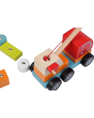 Дървена играчка Cubika - Камион с кран - 3