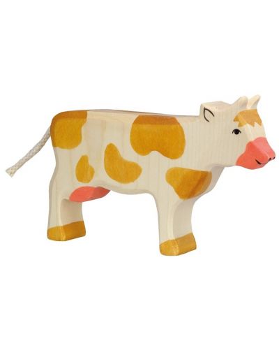 Дървена фигурка Holztiger - Изправена крава, кафяв - 1