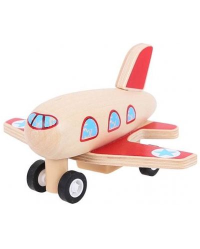 Дървена играчка Bigjigs Pull Back Planes - Самолет - 1