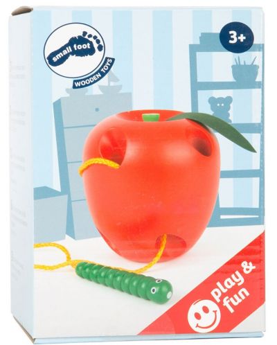 Дървена играчка Small Foot - Ябълка и червейче, за нанизване - 2
