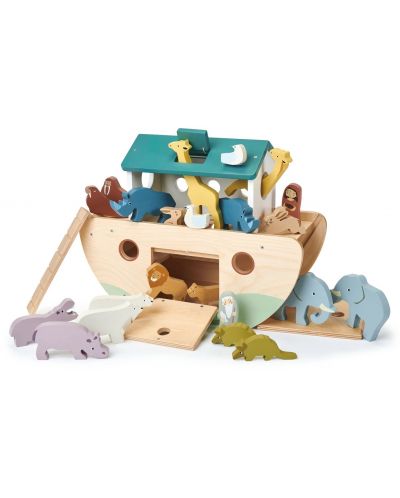 Дървен комплект фигурки Tender Leaf Toys - Ноев ковчег с животни - 1