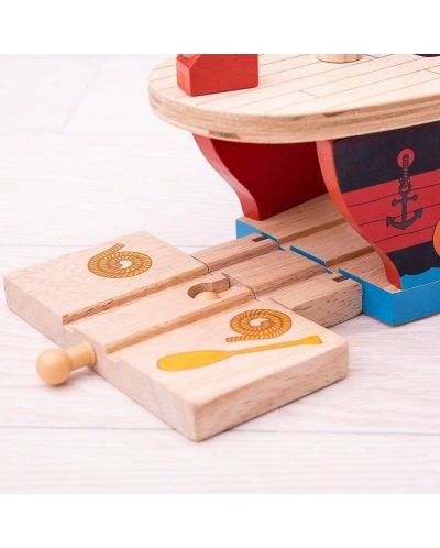 Дървена играчка Bigjigs - Пиратски кораб - 3