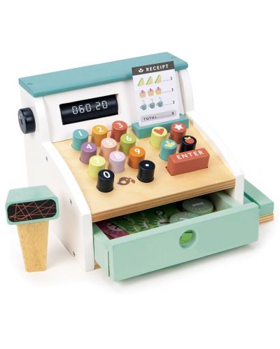 Дървен игрален комплект Tender Leaf Toys - Касов апарат с баркод четец - 3