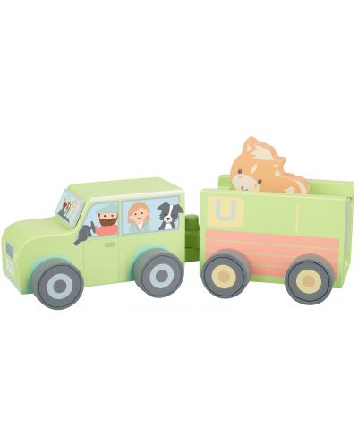 Дървен игрален комплект Orange Tree Toys - Фермерска кола с конче - 2