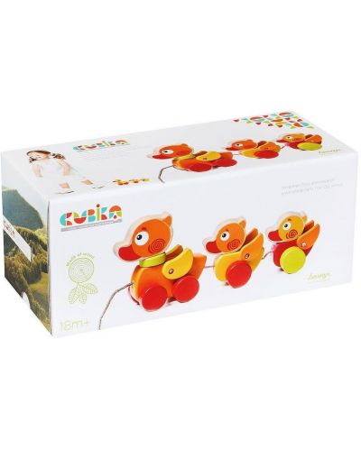 Дървена играчка за дърпане Cubika - Патета - 2