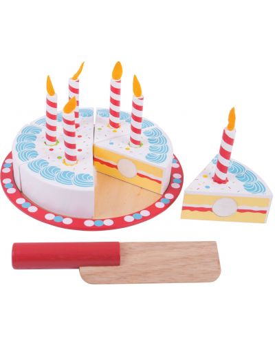 Дървена торта за рязане Bigjigs - Рожден ден - 1