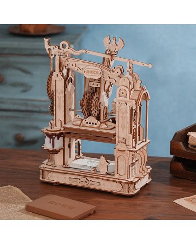 Дървен 3D пъзел Robo Time от 303 части - Класическа печатна преса - 2
