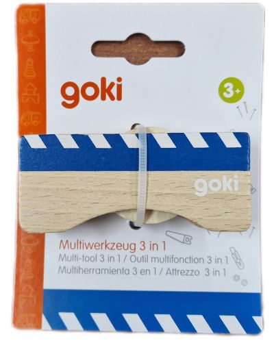 Дървена играчка Goki - Многофункционален инструмент 3 в 1 - 3