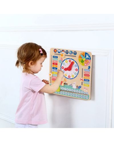 Дървен детски календар с часовник Tooky Toy - 5