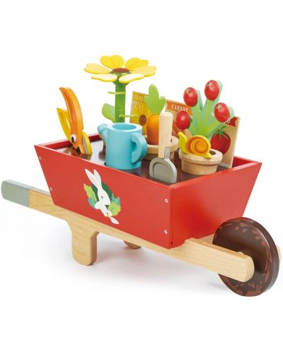Дървен игрален комплект Tender Leaf Toys - Градинарска количка с аксесоари - 1